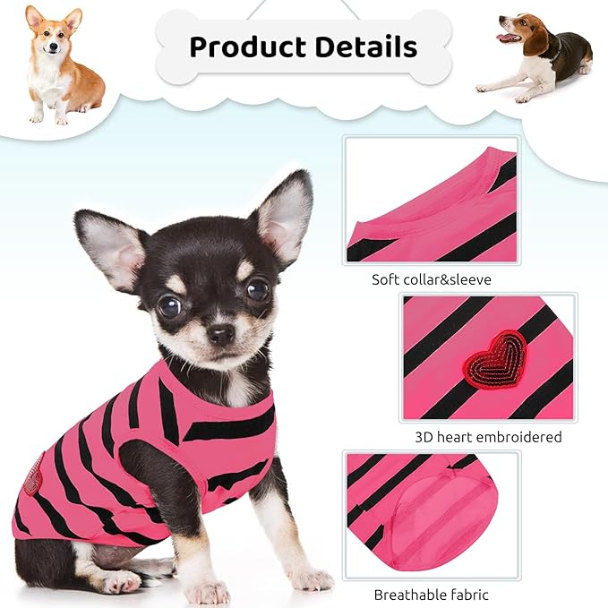 Dog Striped T-Shirts, Dog Vest, Pet Apparel, Tee Shirts, Suitable - Image 2