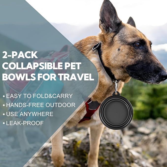 Dog Bowl Collapsible, 2 Pack Portable Foldable Travel Water Bowl Food Dishes - Image 5