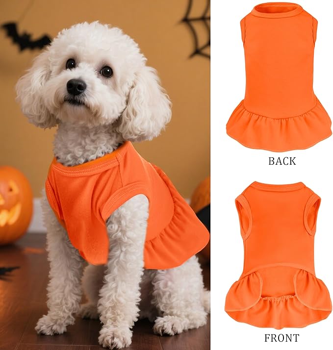 2 Pcs Dog Dresses Cat Skirt Solid Color Dog Clothes Summer Sleeveless Puppy - Image 2