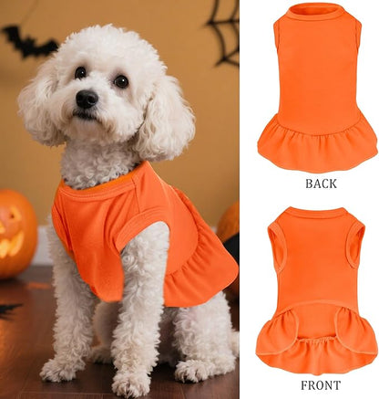 2 Pcs Dog Dresses Cat Skirt Solid Color Dog Clothes Summer Sleeveless Puppy - Image 2