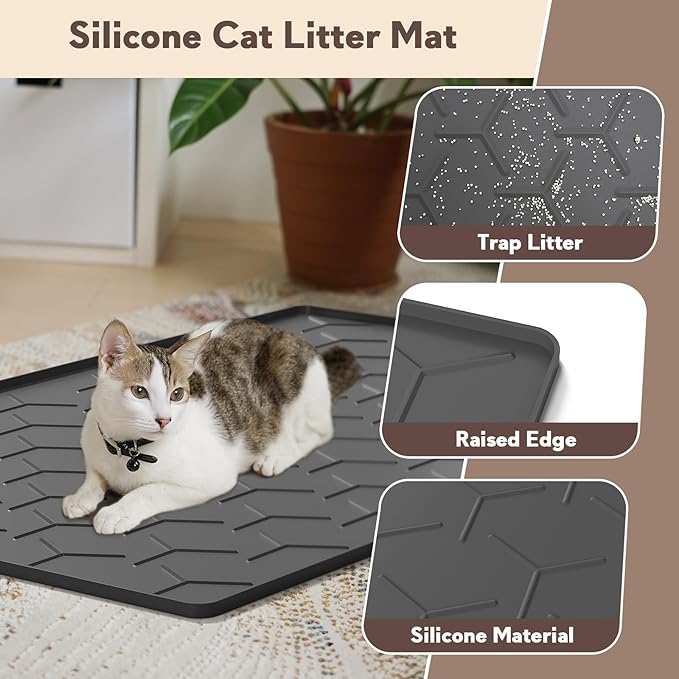 Garoopion Silicone Cat Litter Trapping Mat, Large Waterproof 34.05×22.5 inch - Image 3