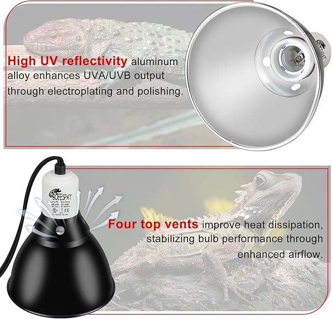 Reptile Lamp Bulb Fixture 5.5 Inch Deep Dome - Image 2