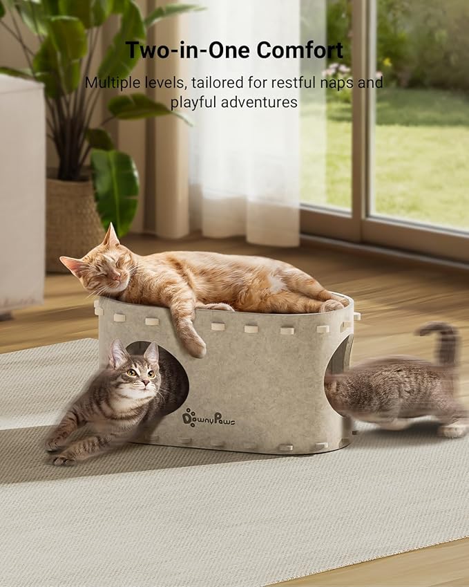 DownyPaws Cat House for Indoor Cats, Cat Bed Cave for Multiple & Large Cats Up - Image 2