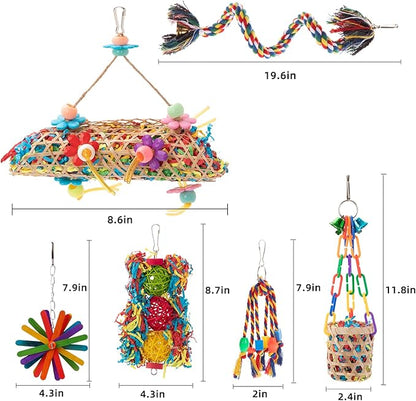 RLRICH 6 Pack Bird Colorful Chewing Toys Parrot Foraging Shredder Toys Shred - Image 3