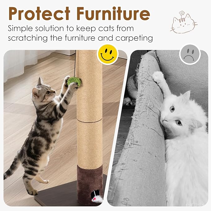 Cat Scratching Post for Indoor Cats Adults – 33.46" Tall Stylish Sisal Scratcher - Image 4
