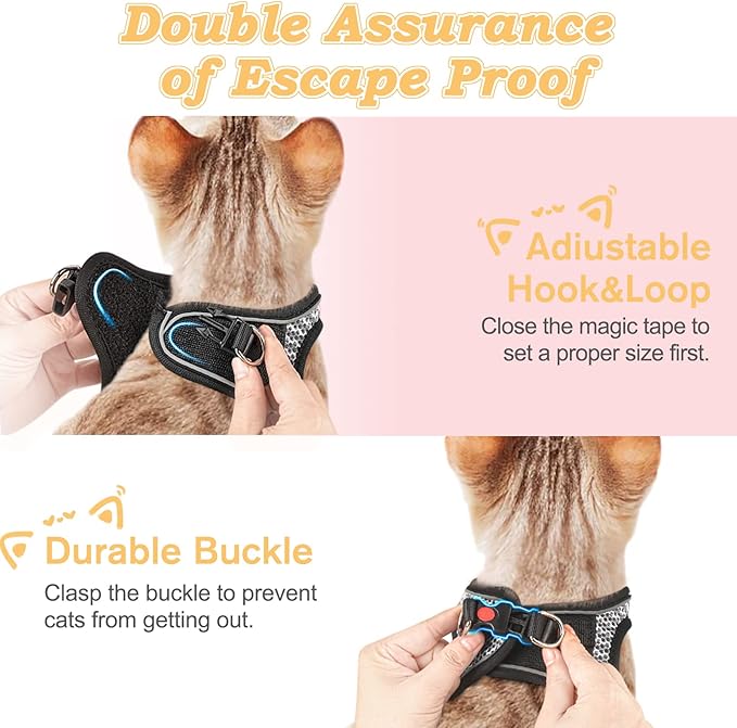 Cat Harness and Leash for Walking Escape Proof, Adjustable Kitten Vest Harness - Image 6