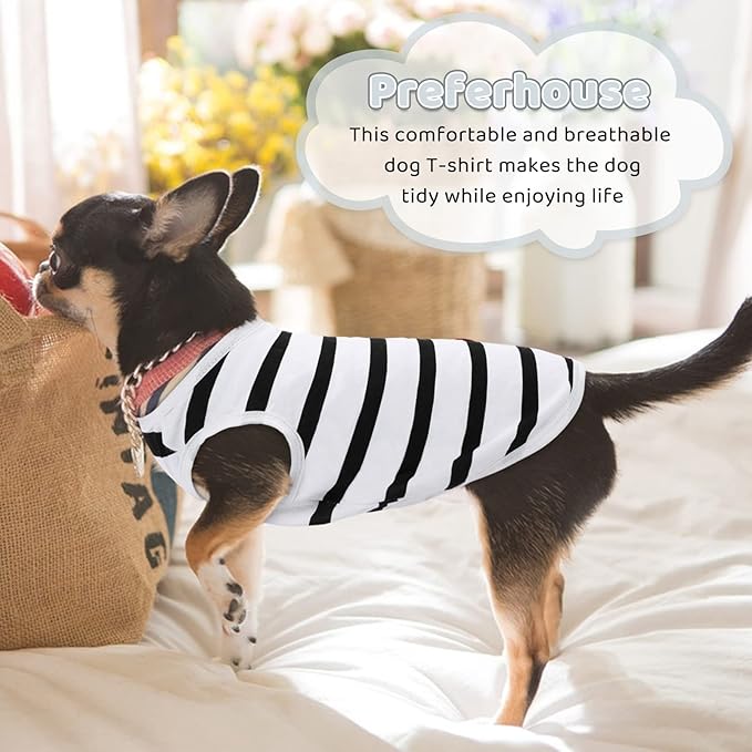 Pet Dog Striped T-Shirt Dogs Cats Cotton Vest Spring Summer Pet Apparel Tee - Image 6