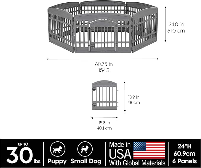 IRIS USA 24" Dog Playpen 6-Panel Pet Exercise Pen - Image 3