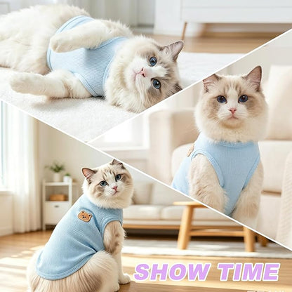 Waffle Knit Cat & Dog T Shirt for Small Dogs, Stretchable Puppy Shirt for - Image 6