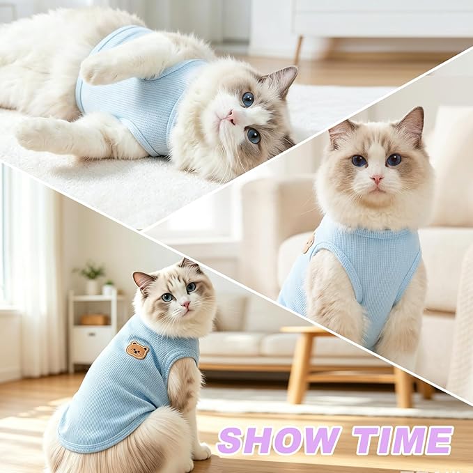 Waffle Knit Cat & Dog T Shirt for Small Dogs, Stretchable Puppy Shirt for - Image 6
