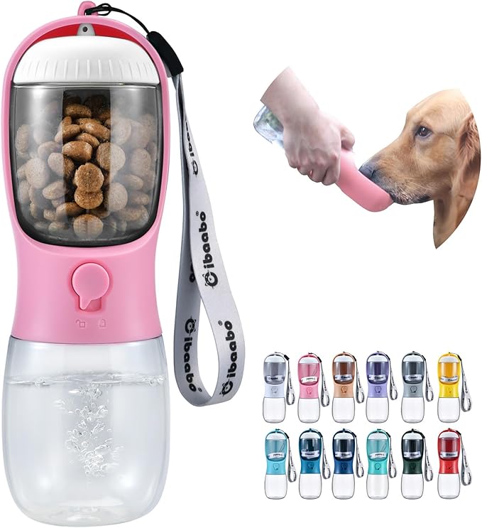 Cibaabo Dog Water Bottle with Food Container, Travel Puppy Water Bowl, Portable by Cibaabo