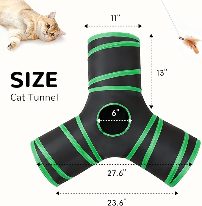 Tempcore Cat Tunnel for Indoor Cats, 3-Way Collapsible Play Tunnel - Image 2