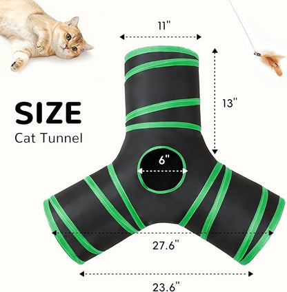 Tempcore Cat Tunnel for Indoor Cats, 3-Way Collapsible Play Tunnel - Image 2