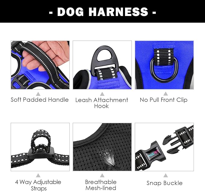 PHOEPET No Pull Dog Harness Medium Reflective Front Clip Vest - Image 4