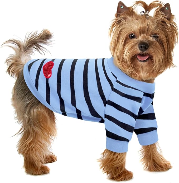 Pet Dog Striped T-Shirt Dogs Cats Cotton Vest Spring Summer Pet Apparel Tee by PREFERHOUSE