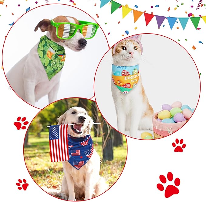 Weewooday 9 Pcs Holiday Dog Bandanas Memory Day Bandanas Patriotic Seasonal - Image 6