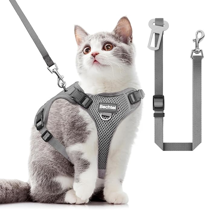 Cat Harness and Leash Set for Walking Escape Proof, Adjustable Soft Kittens Vest by BECHTEL