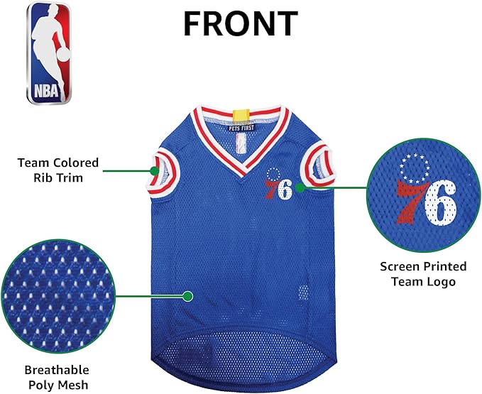 Pets First NBA PHILADELPHIA 76ERS DOG Jersey, Small - Image 4