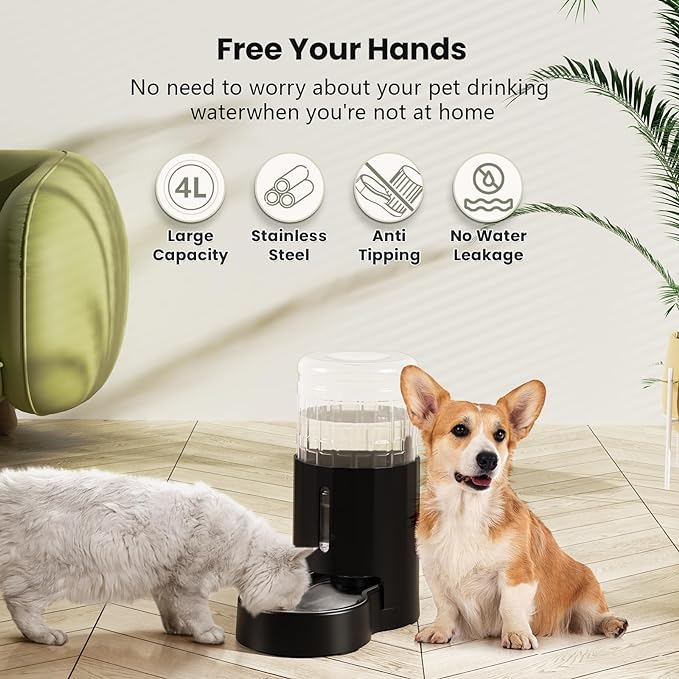 CZPET Dog Water Bowl Dispenser 4L, Wider Mouth & Upgraded Brush - Image 8
