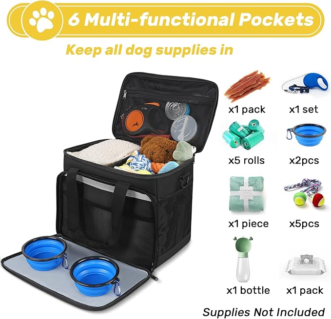 6 Set Dog Travel Bag, Large Pet Travel Kit - Image 3
