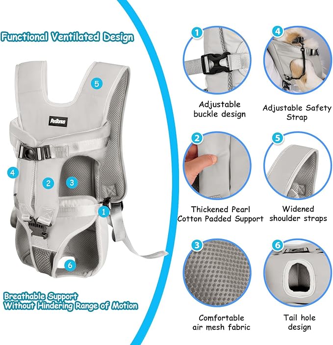 PetBonus Pet Front Dog Carrier Backpacks, Adjustable Pet Backpack, Legs Out - Image 2