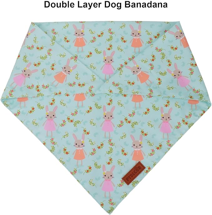 PTDECOR Easter Dog Bandana, Rabbit Floewr Dog Scarf, Premium Durable Fabric - Image 5