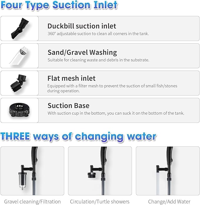 6-in-1 Electric Aquarium Gravel Cleaner, 530GPH Fish Tank Vacuum Cleaner - Image 5
