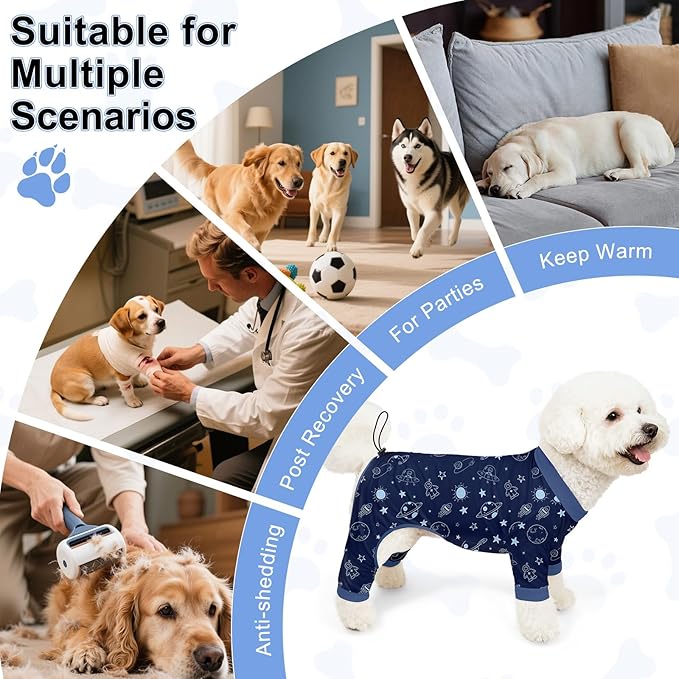 Bienbee Dog Pajamas, 4 Pack Dog Recovery Suit Shedding Suit Cute Soft Puppy - Image 7