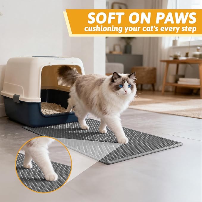Pieviev Cat Litter Mat Double Layer Waterproof Urine Proof Trapping Mat 1 Pack) - Image 4