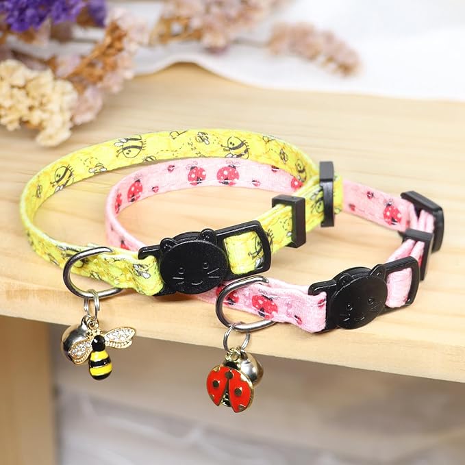 Cat Collar Breakaway, 2 Pack Cotton Kitten Collars - Image 2