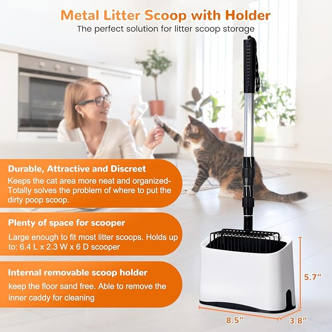 Metal Cat Litter Scoop with Holder, Solid & Durable, Deep Shovel - Image 5