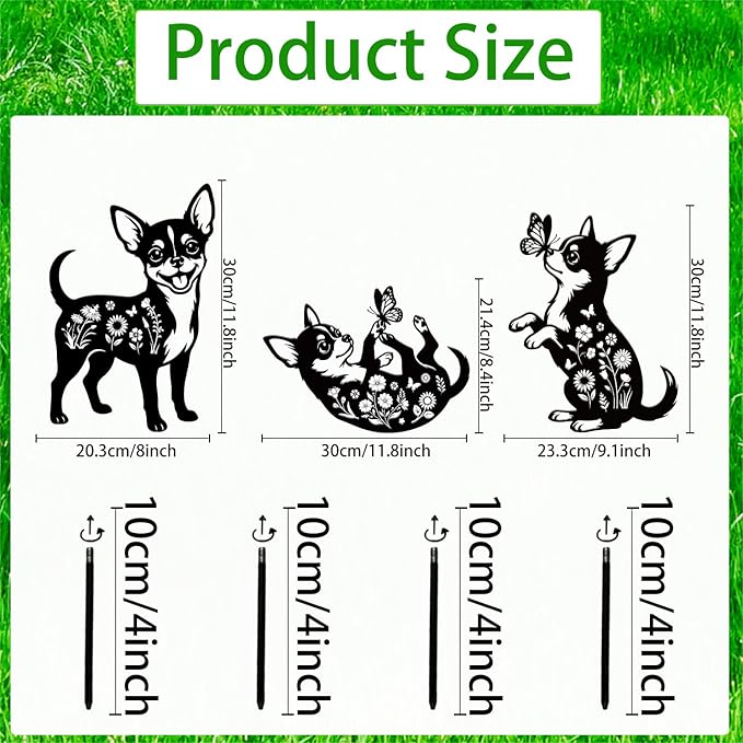 Rngmsi Dog Chihuahua Metal Decorative Garden Stakes Decor, Dog Gifts - Image 2