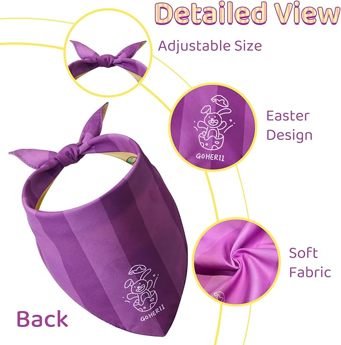 Easter Dog Bandana, Colorful Easter Egg Puppy Scarf, Adjustable Triangle - Image 8
