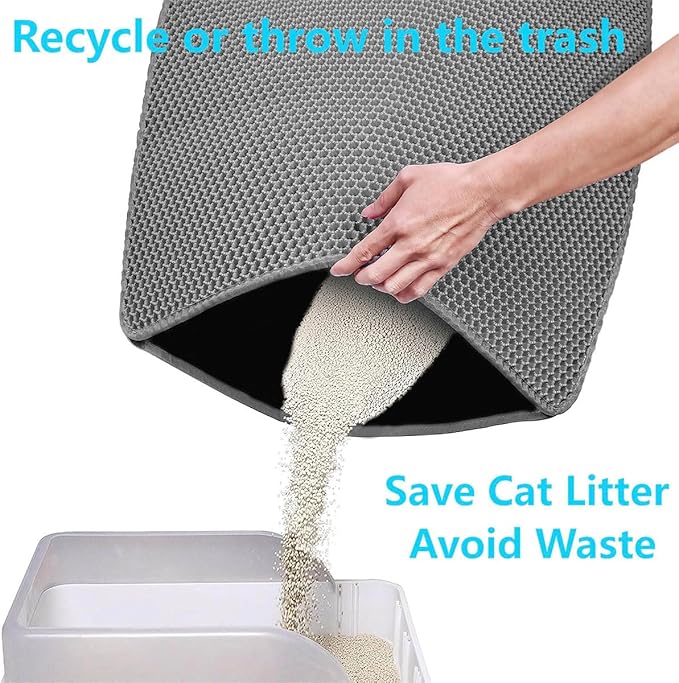 Cat Litter Mat Large Cat Litter Trapping Mat 30x24 inch Double Layer Urine and - Image 2