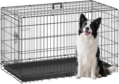 FDW Large Dog Crate 42inch Dog Cage Foldable Metal Kennel by FDW