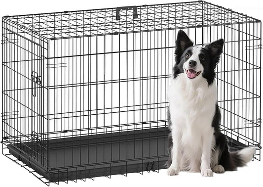 FDW Large Dog Crate 42inch Dog Cage Foldable Metal Kennel by FDW