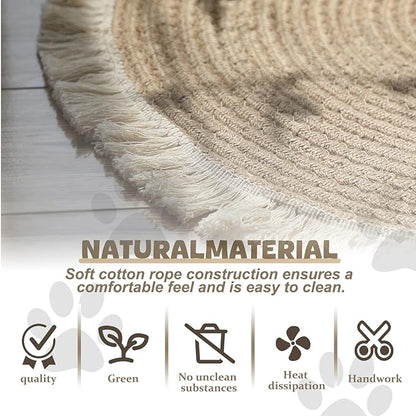 Cotton Rope Area Rug for Cats, Cat Scratch Rug, Washable Boho Braided Circle Rug - Image 7