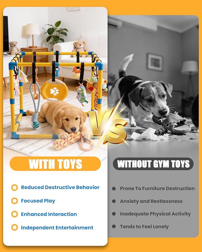 Puppy Play Gym for Small Dogs, 23.6"x 23.6" Large Indoor Dog Jungle Gym - Image 6