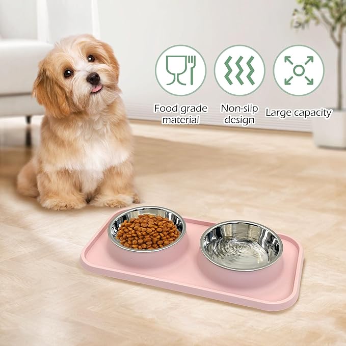 BNOSDM Double Dog Food Bowls Stainless Steel Dog Food and Water Bowls - Image 7