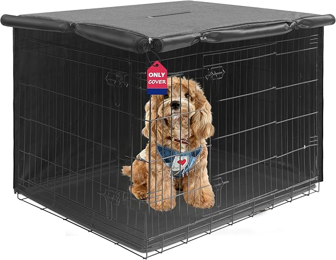 36 inches Dog Crate Cover with Card Pocket, Heavy Duty Polyester Windproof Pet by HiCaptain