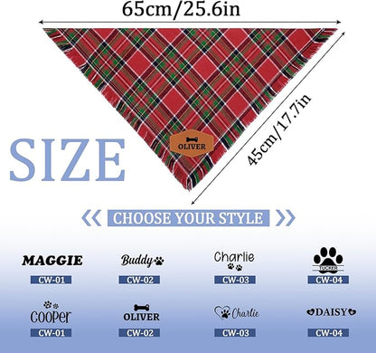 Personalized Dog Bandana with Leather Patch Name, Custom Pet Scarf - Image 6