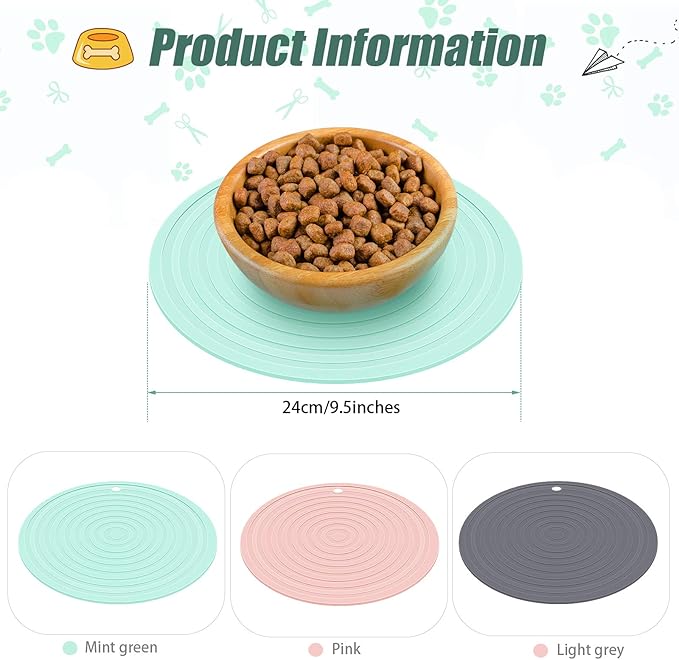 3 Pieces Silicone Pet Food Mat Feeding Mat - Image 2