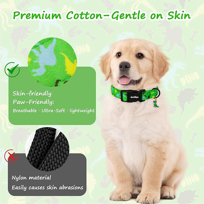 Dinosaur Dog Collar，Adjustable Cotton Boy Dog Collars - Image 4