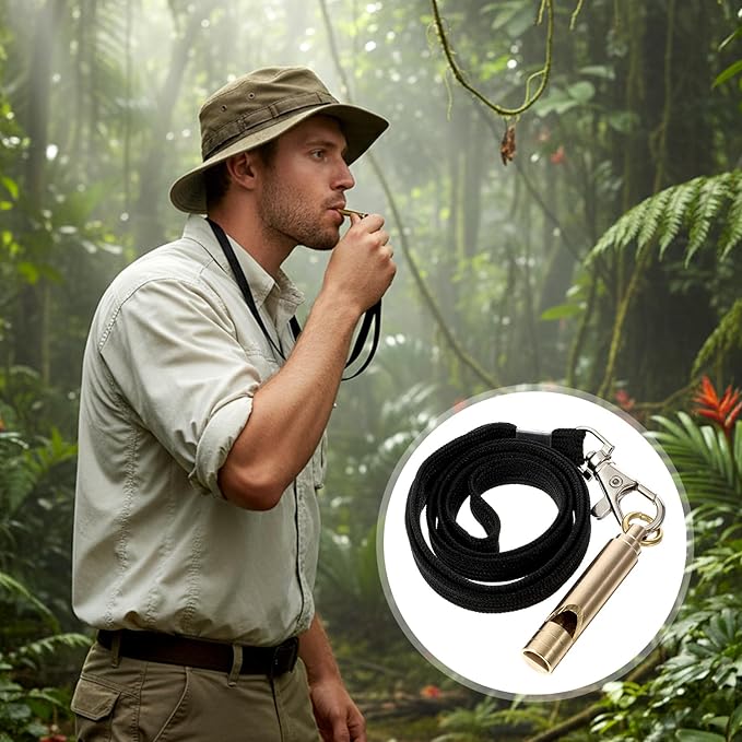 2 PCS Brass Survival Whistle, 125 Db Loud Emergency Whistle Portable Survival - Image 5