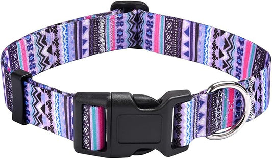 Mihqy Dog Collar with Bohemia Floral Tribal Geometric Patterns by Mihqy