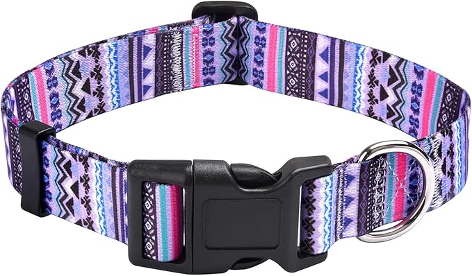 Mihqy Dog Collar with Bohemia Floral Tribal Geometric Patterns by Mihqy