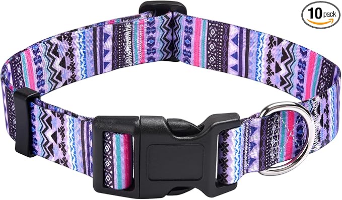 Mihqy Dog Collar with Bohemia Floral Tribal Geometric Patterns by Mihqy