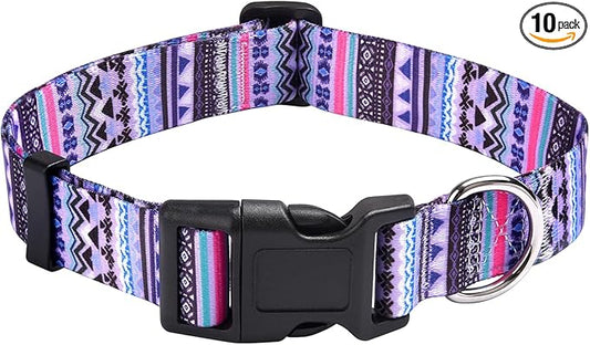 Mihqy Dog Collar with Bohemia Floral Tribal Geometric Patterns by Mihqy