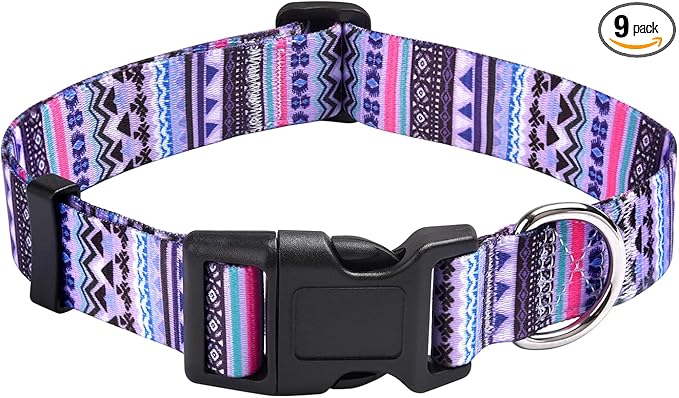 Mihqy Dog Collar with Bohemia Floral Tribal Geometric Patterns by Mihqy