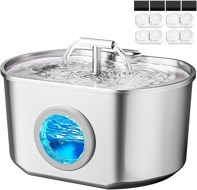 Cat Water Fountain Stainless Steel by Neareal